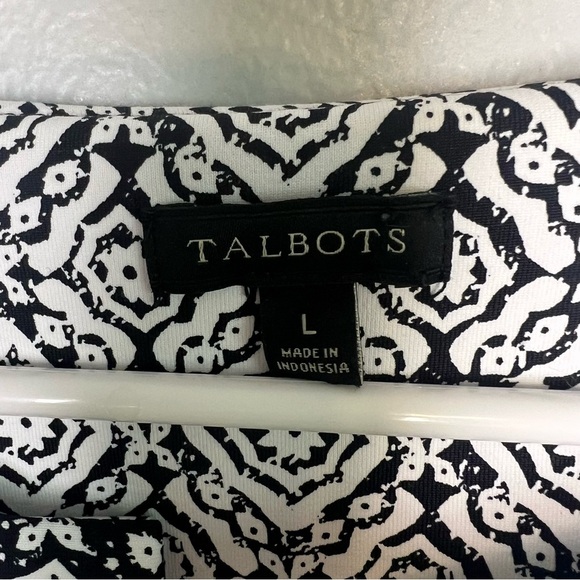 Talbots White & Black Medallion Print Sleeveless Tank Split Neck Midi Dress Sz L - Picture 4 of 11